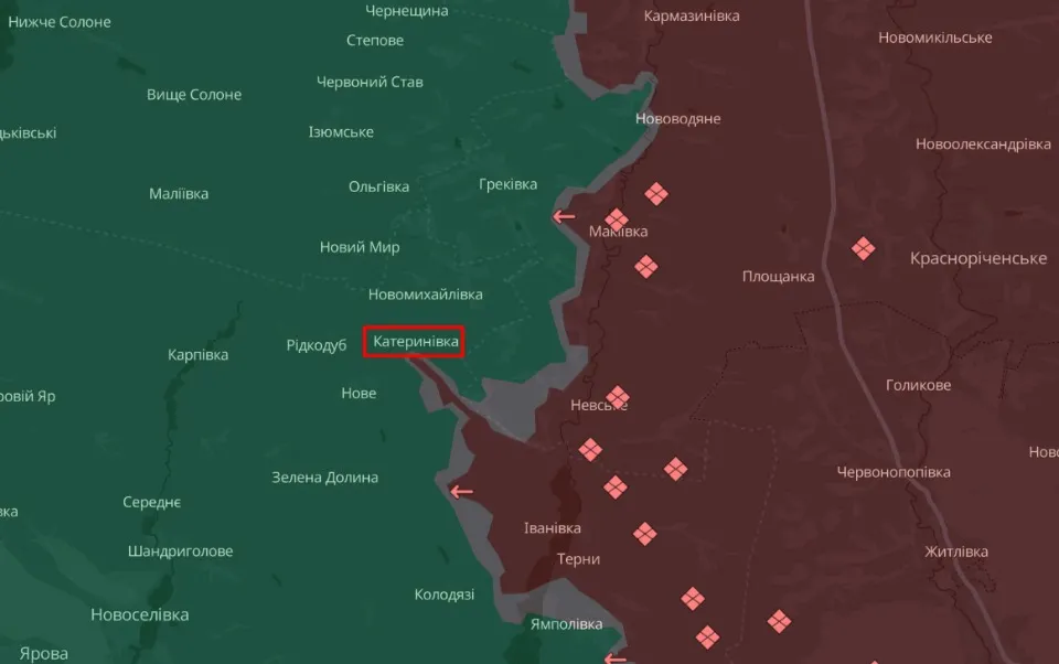 Катеринівка на карті бойових дій