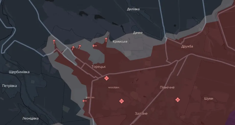 Торецьк Донецька область на карті бойових дій