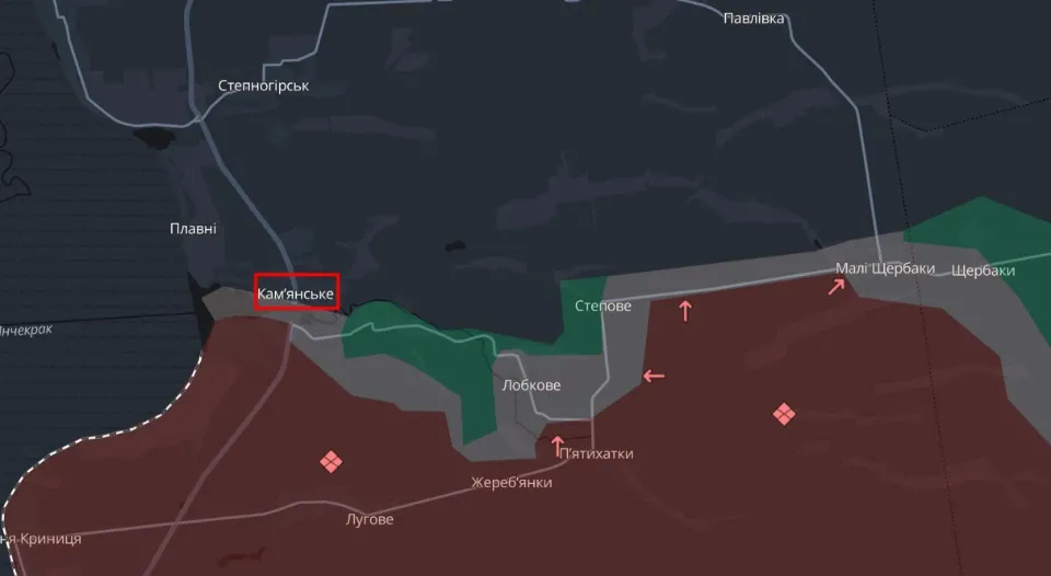 Кам'янське Запорізька область на карті бойових дій