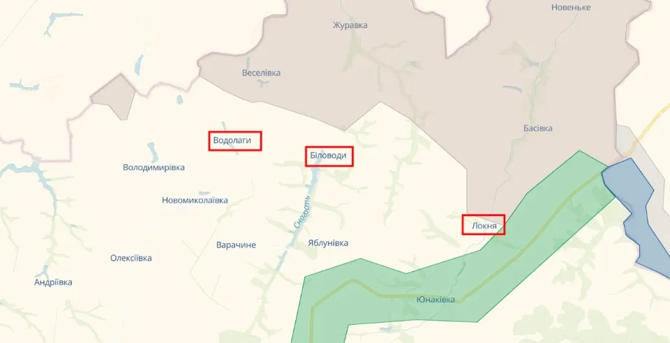 Карта глибокого стану Сумі регіону