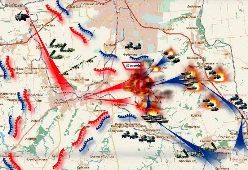 Карта боїв навколо Луганського аеропорту