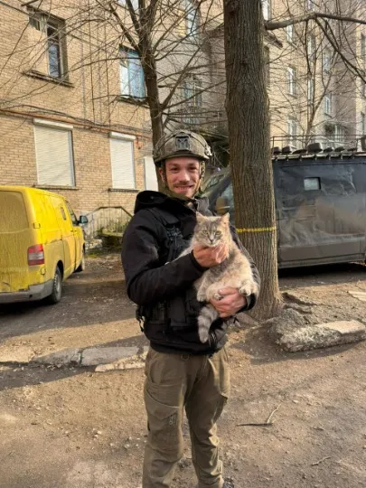Волонтер Владислав Самусенко на евакуації