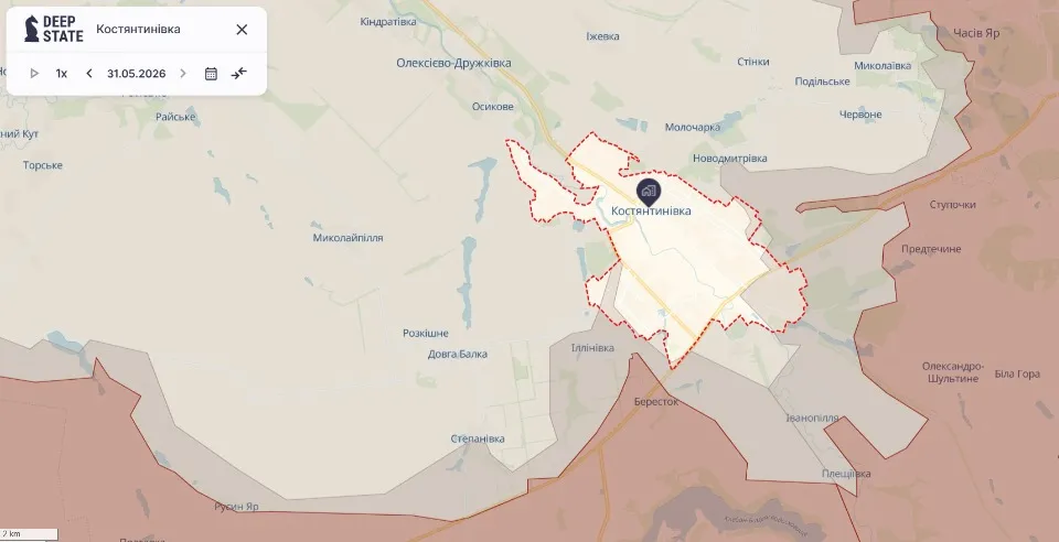 Фронт довкола Костянтинівки. Фото: DeepState