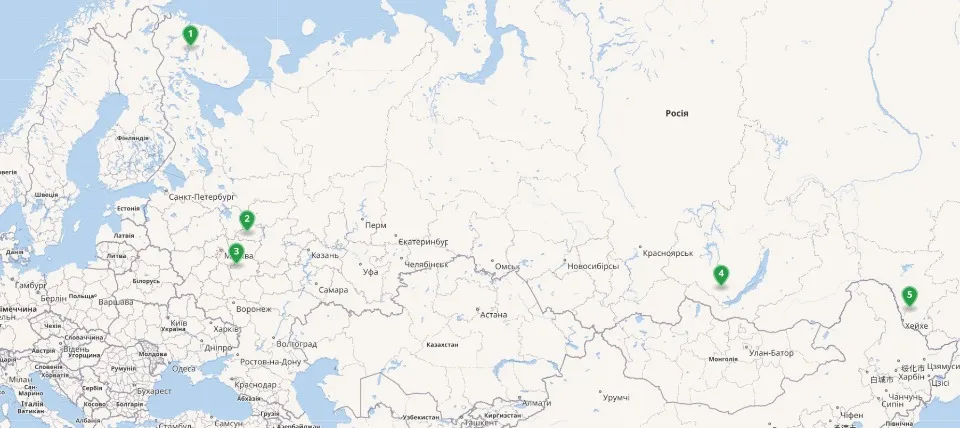 Локації ударів