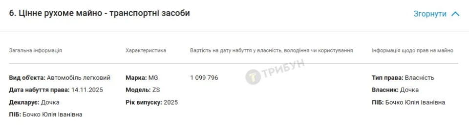 Декларація Бочка за 2025 рік