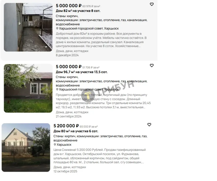 Приватні будинки на вторинці в Харцизьку