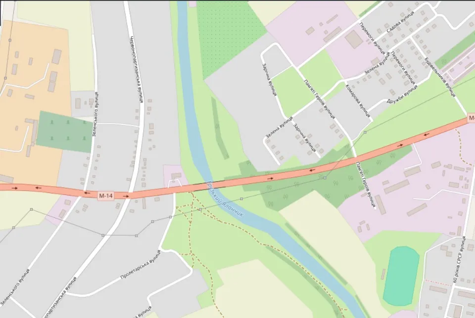 Міст у Новоазовську. Джерело: OpenStreetMap