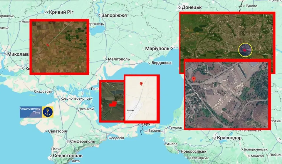 Локації ударів на окупованих територіях, зокрема в Донецьку