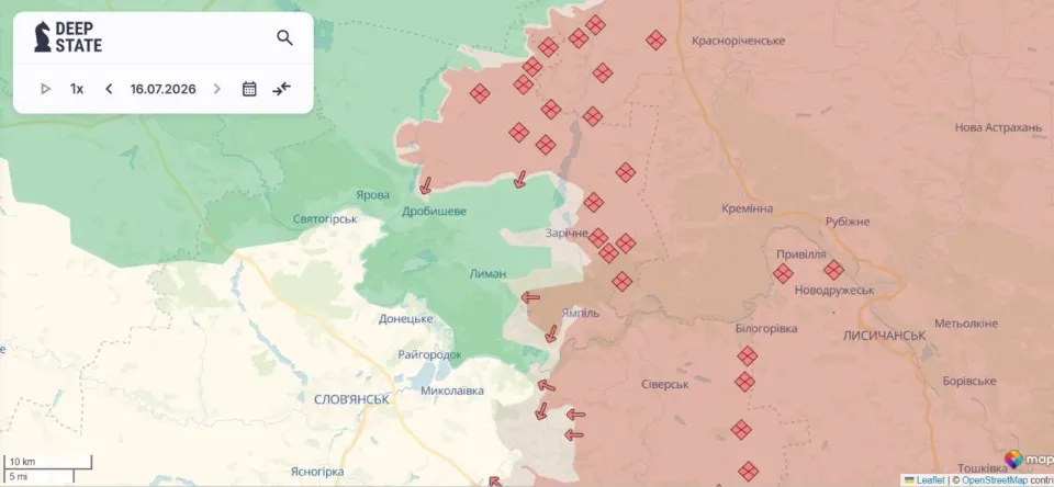 Мапи боїв на Донеччині, зокрема на Лиманському напрямку