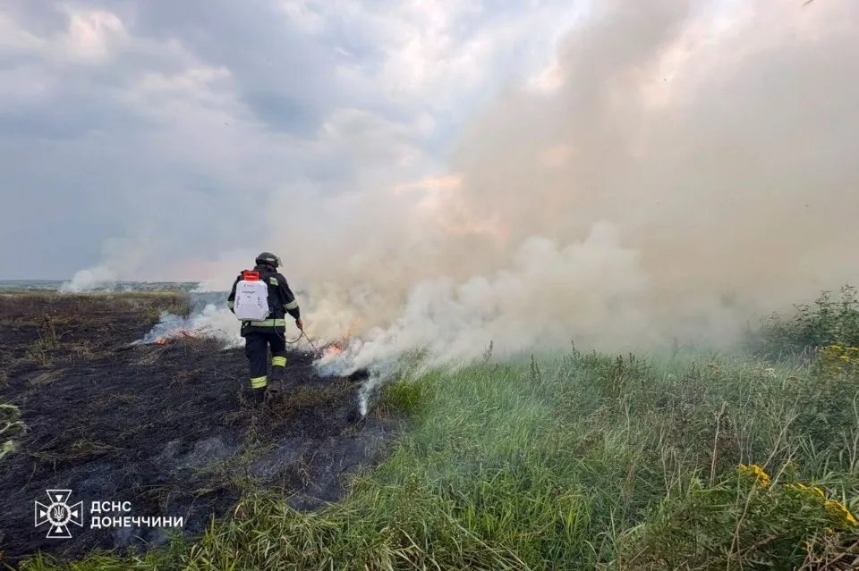 пожежа на донеччині дснс рятувальник