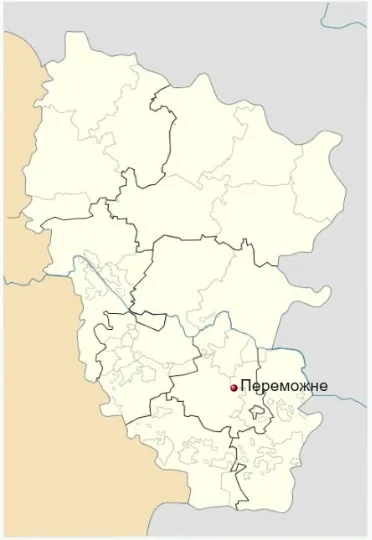 Село Переможне на мапі Луганщини