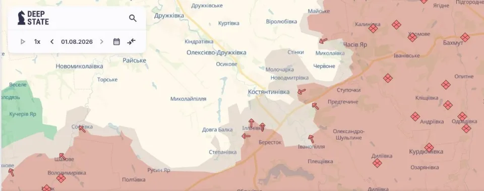 Обстановка в районе Константиновки. Источник: DeepState.